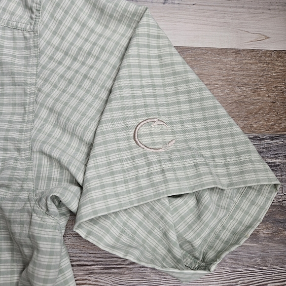 Simms Men's Medium Short Sleeve Button Down Shirt Green Plaid - Picture 4 of 9